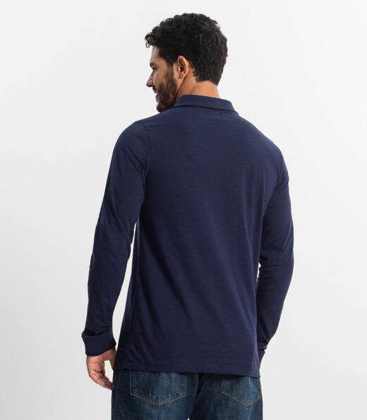 Polo Masculina  Manga Longa Diametro Azul