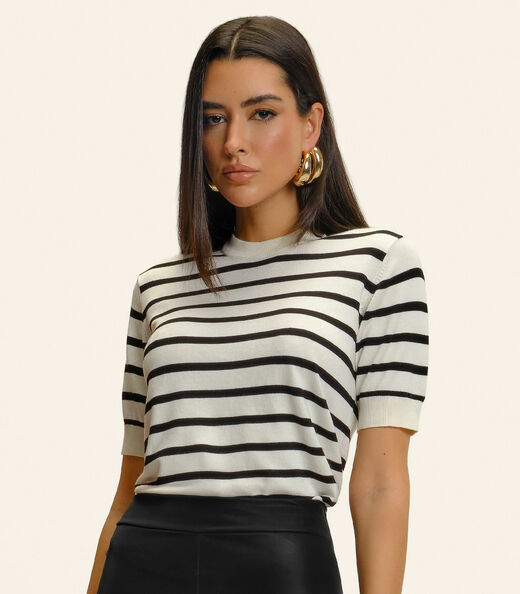 Blusa Feminina Manga Curta Tricot Endless Preto