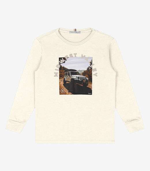 Camiseta Infantil Manga Longa Trick Nick Bege