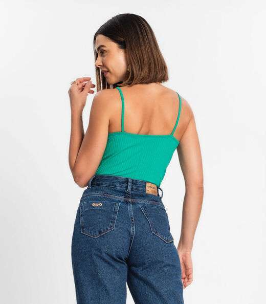 Blusa De Alça Feminina Ribana Canelada Rovitex Verde