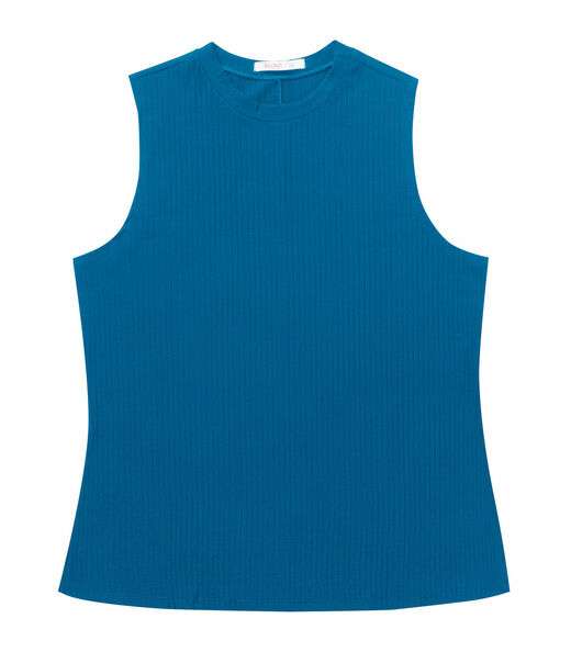 Regata Plus Size Em Ribana Canelada Secret Glam Azul