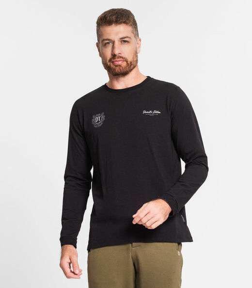 Camisa Masculina Manga Longa Diametro Preto