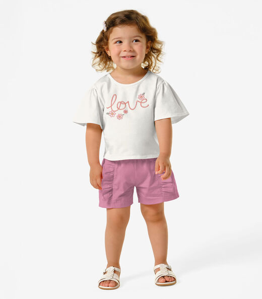 Conjunto Feminino Blusa Com Shorts Trick Nick Bege