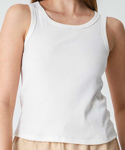 Blusa Regata Feminina Canelada Marisa Branco