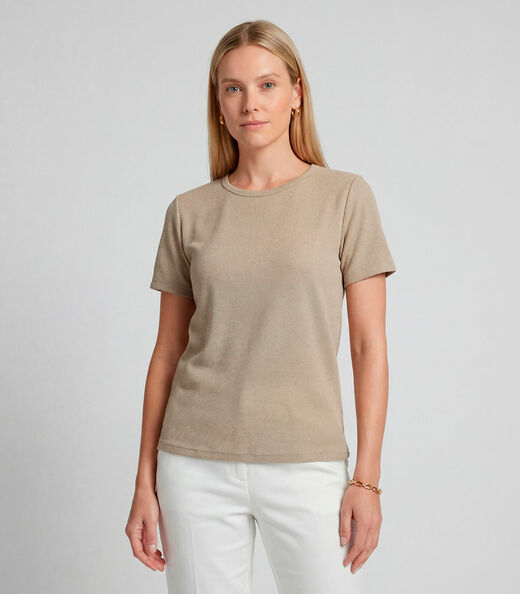 Blusa Feminina Básica Infinita Cor Bege