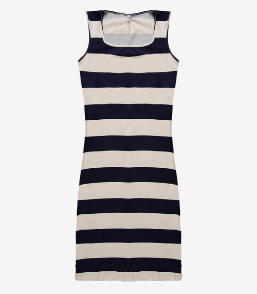 Vestido Midi Estampado Malha Cotton Infinita Cor Bege