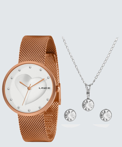 Kit Relógio Feminino Strass Lince LRRH160L KO36B1RX  