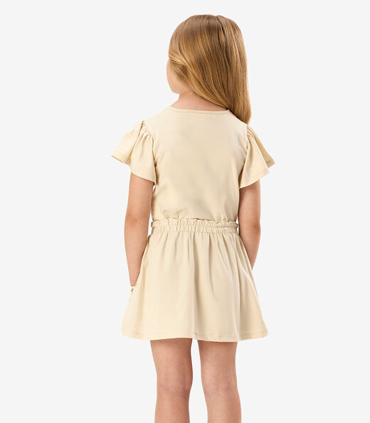 Conjunto Blusa Com Saia Infantil Rovi Kids Bege