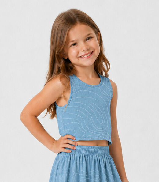 Conjunto Infantil Menina Saia e Regata Select Azul