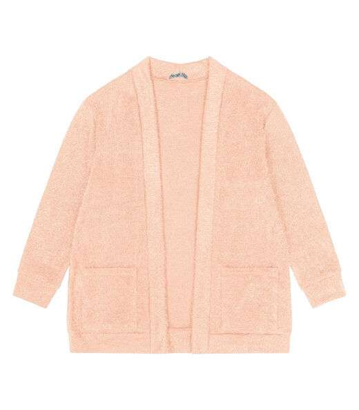 Cardigan Feminino Plus Size Em Tricot Secret Glam Rosa