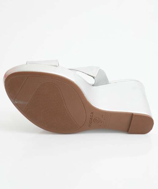 Tamanco Feminino Salto Plataforma Metalizado Moleca Prateado