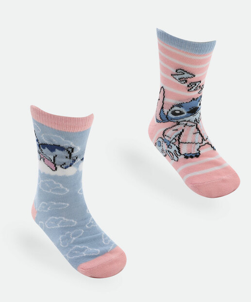 Image_Kit 2 Meias Infantil Estampa Stitch Disney Rosa