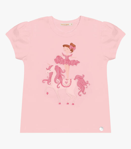 Blusa Infantil Feminina Bailarina Trick Nick Rosa