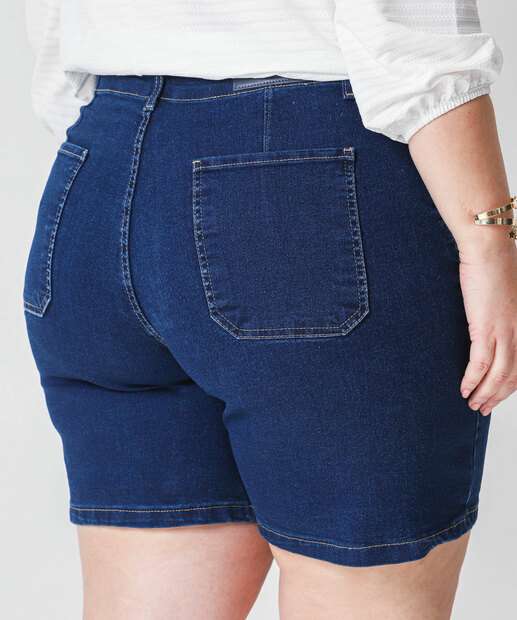 Bermuda Plus Size Feminina Jeans Ciclista Sawary Azul