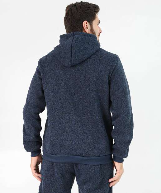 Casaco Masculino Moletom Fitness Capuz Marisa Azul