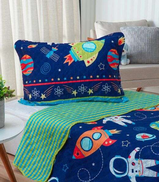 Jogo Cobre Leito Dupla Face Casal Bene Casa Azul