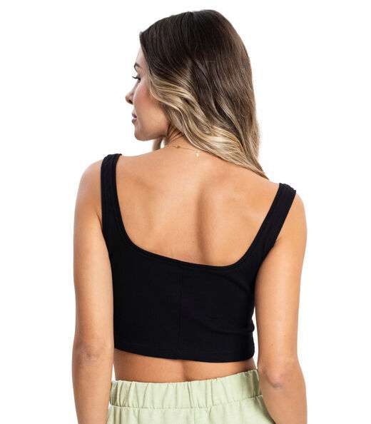 Top Cropped Ribana Básico Rovitex Preto