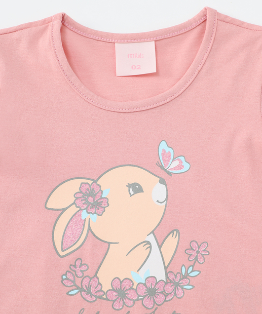 Blusa Infantil Estampa Coelha Marisa Tam 1 a 3 Rosa