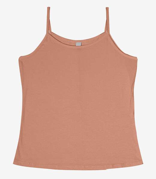 Blusa de Alça Feminina Viscotorcion Básica Rovitex Marrom