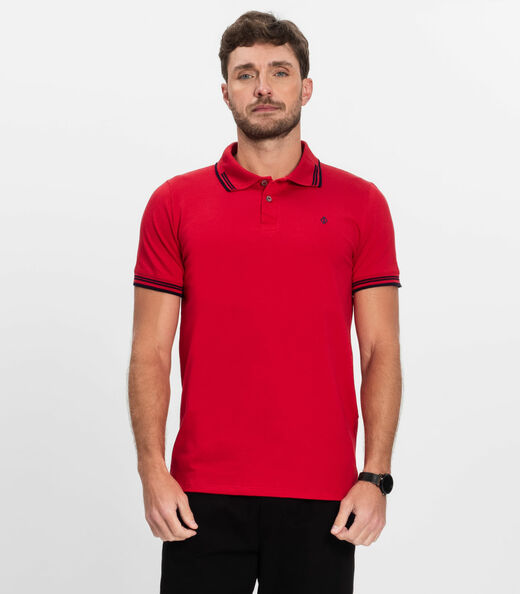 Image_Polo masculina em Cotton Leve Diamentro Vermelho