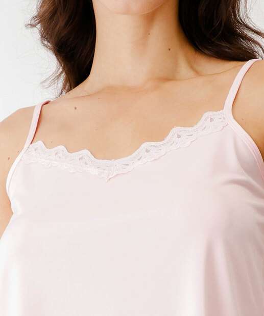 Baby Doll Liganete Renda Alças Finas Marisa Rosa