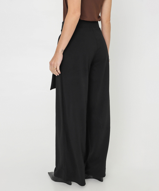 Calça Feminina Wide Leg Cinto Marisa Preto