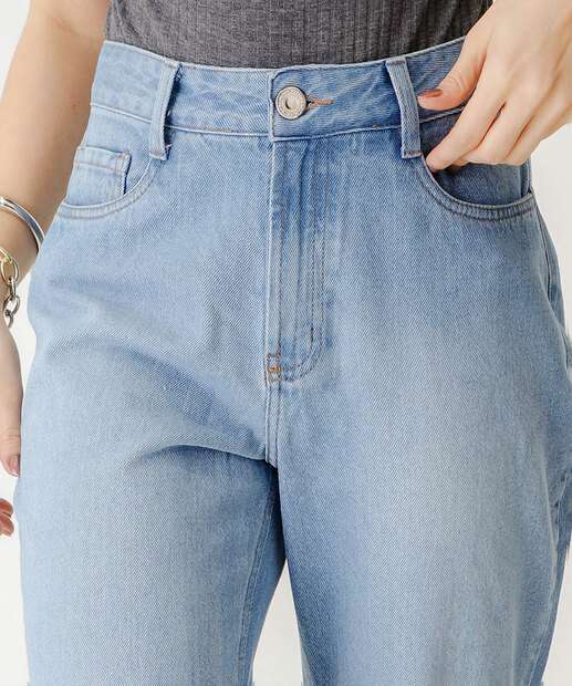 Calça Jeans Reta Feminina Bolsos Marisa Azul