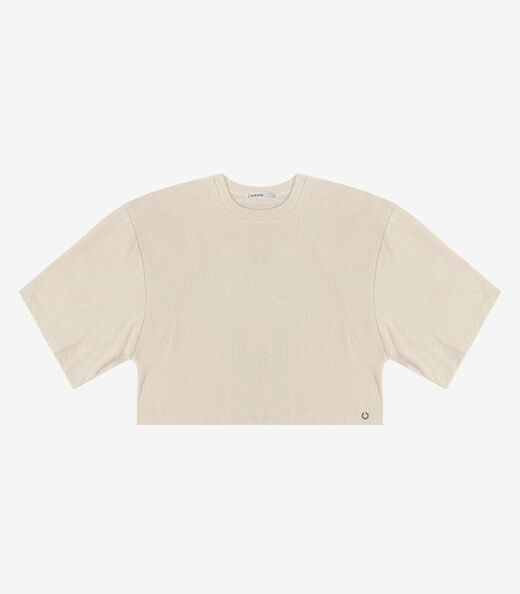 T- Shirt Feminina em Malhão e Ribana Endless Bege