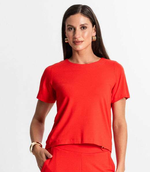 Blusa Feminina Manfa Curta Rovitex Laranja