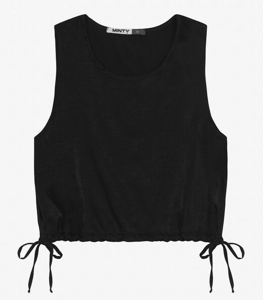 Regata Juvenil Feminina em Slub Acetinado Minty Preto