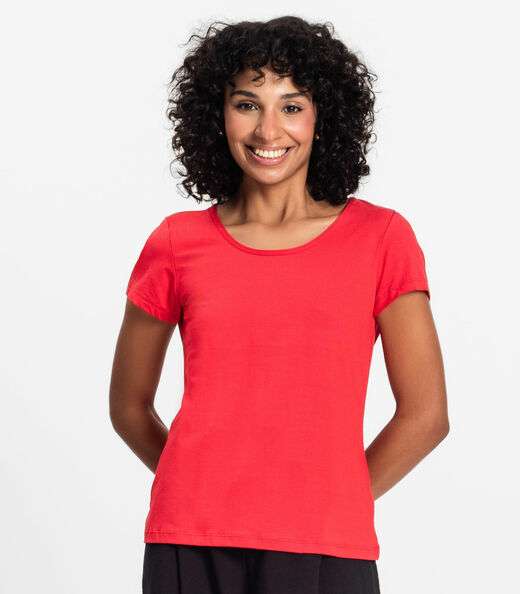 Blusa Feminina Viscotorcion Básica Rovitex Vermelho