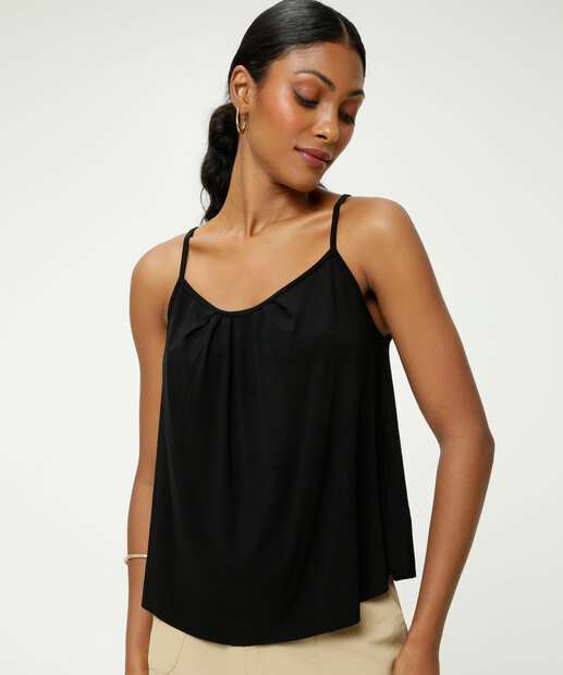 Blusa Regata Feminina Pregas Alças Finas Marisa