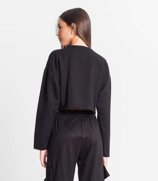 Blusão Juvenil Feminino Em Moletom Minty Preto