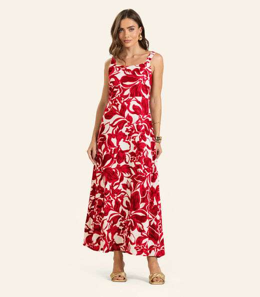 Vestido Midi em Linho Feminino Endless Vermelho
