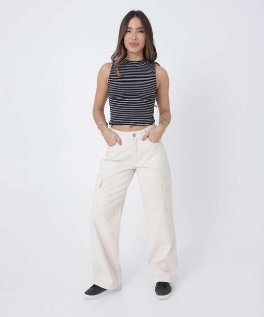 Blusa Feminina Listrada Sem Manga Marisa