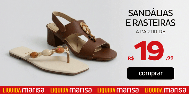 Sandálias e Rasteiras a partir de R$19,99