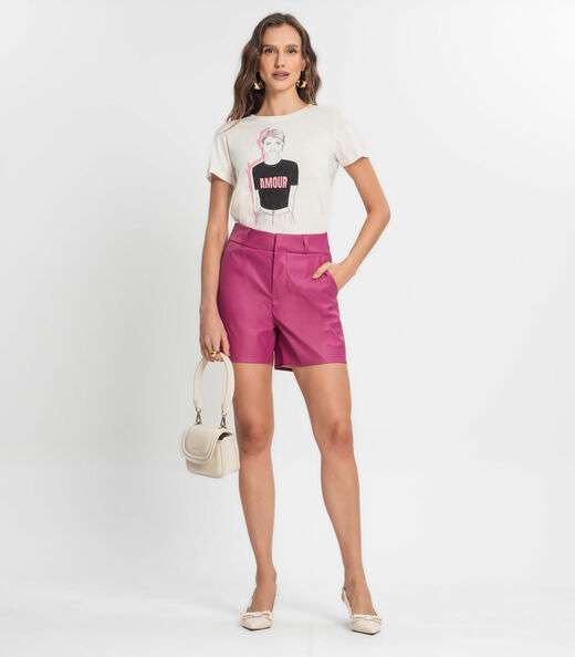 Camiseta Feminina Em Meia Malha Endless Bege