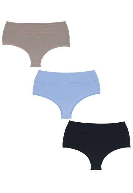 Kit 3 Calcinhas Amorosa Plus Size Microfibra Fio Duplo Concept Lingerie Multicol