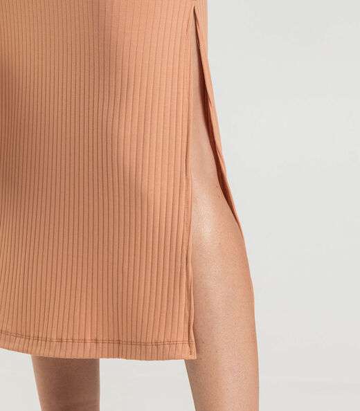 Vestido Midi Canelado Dianna Marrom