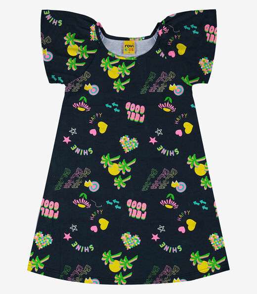 Vestido Infantil Estampado Rovi Kids Azul