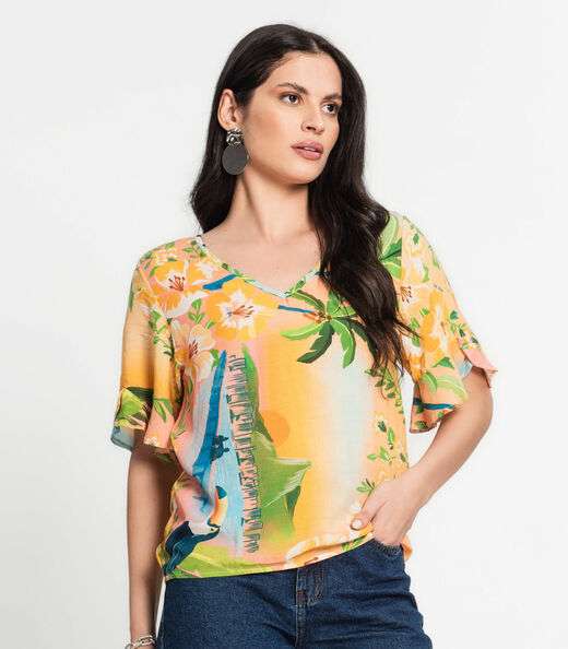 Blusa Feminina Estampada Infinita Cor Rosa