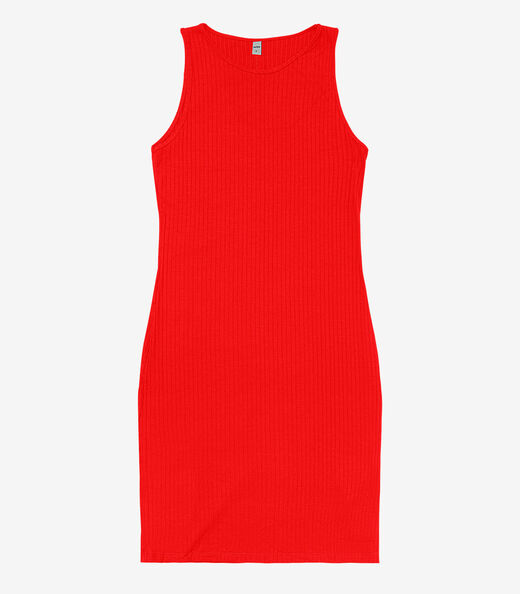 Vestido Curto Em Ribana Canelada Rovitex Laranja