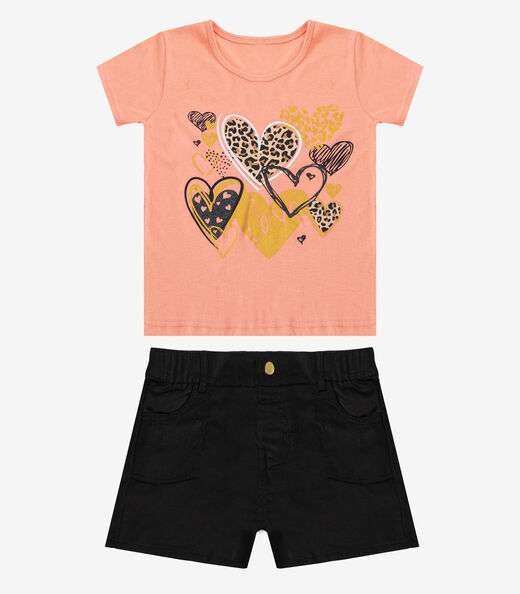 Conjunto Infantil Blusa Com Shorts Rovi Kids Rosa