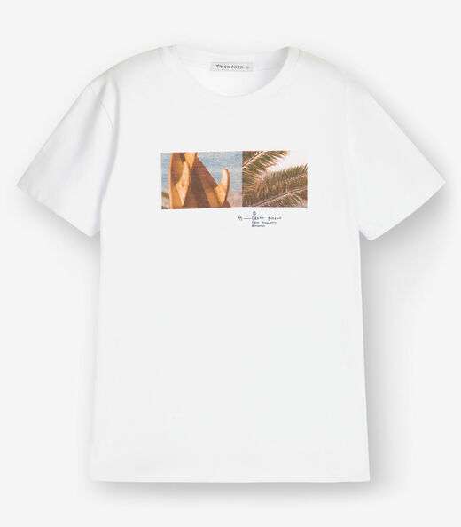 Camiseta Menino em Meia Malha Trick Nick Branco