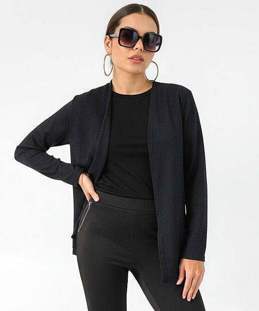 Image_Cardigan Feminino Textura Alongado Marisa Preto