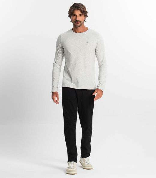 Camiseta Manga Longa Meia Malha Diametro Cinza