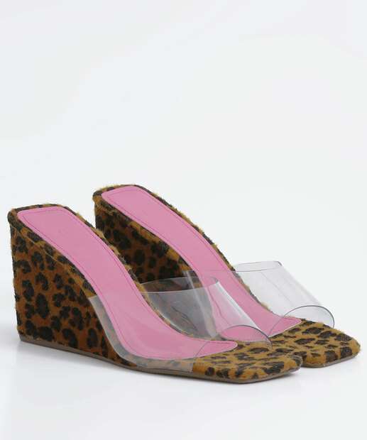 Tamanco Feminino Anabela Animal Print Marisa 
