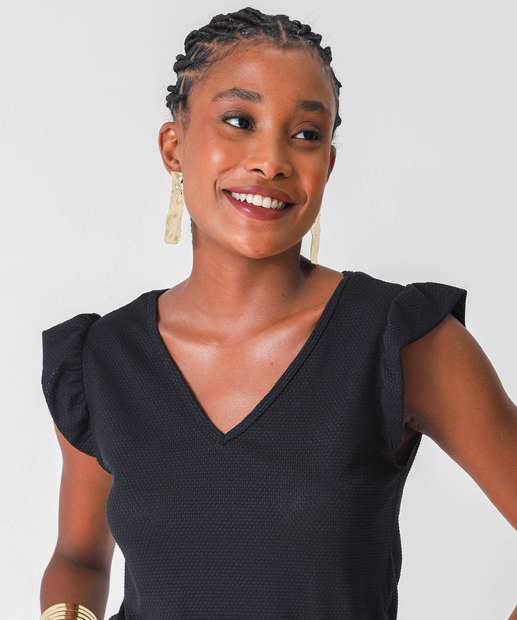 Blusa Feminina Babados Sem Manga Marisa