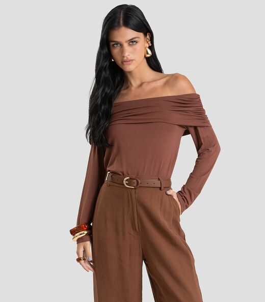 Image_Blusa Feminina Ombro a Ombro em Malha Visco Dianna Marrom
