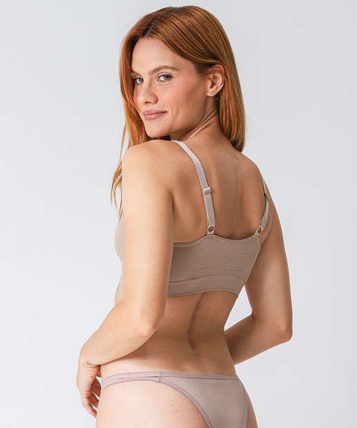 Sutiã Top Sem Bojo Canelado Alças Largas Marisa 